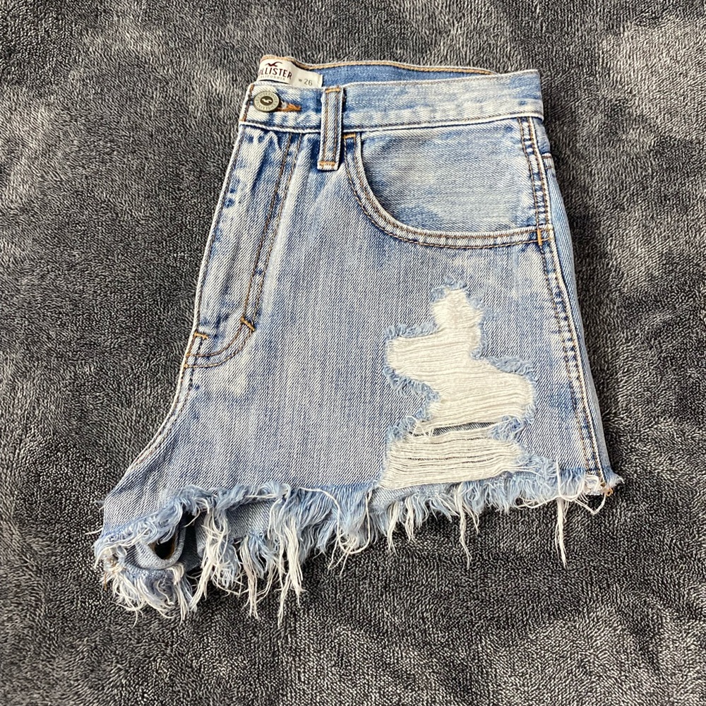 Hollister High-Rise Distressed Denim Cutoff Short Shorts - Size 3 / W26 - Picture 3 of 7